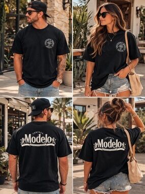 Modelo Beer Graphic Tee Black Distressed Logo Mexico Cotton Large